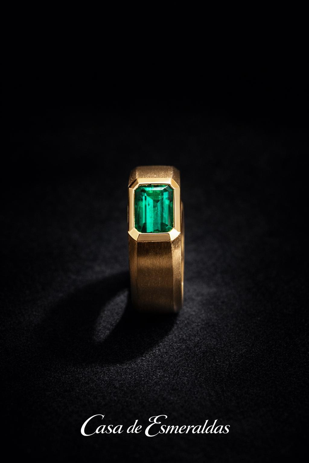 Close view of The Muzo emerald ring